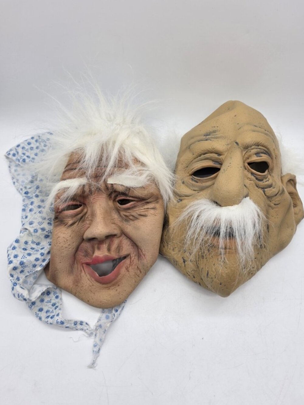Vintage Old Lady And Old Man Latex Rubber Masks Paper Magic Group Halloween